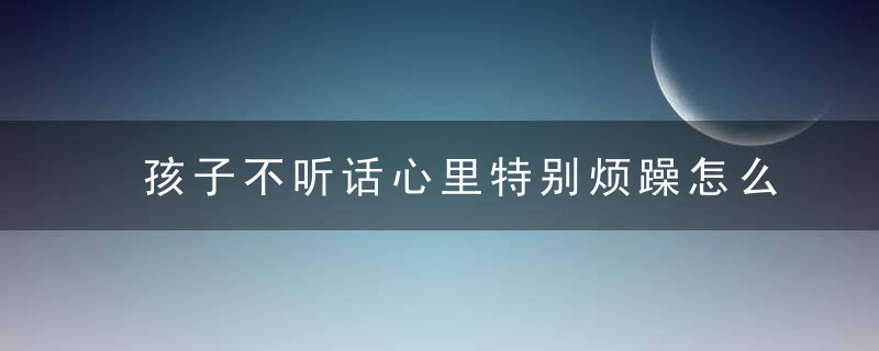 孩子不听话心里特别烦躁怎么办