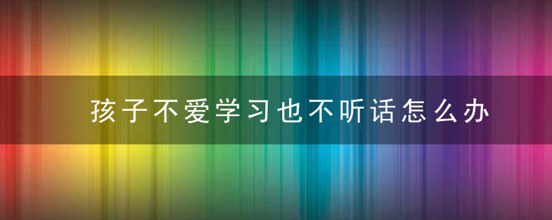 孩子不爱学习也不听话怎么办