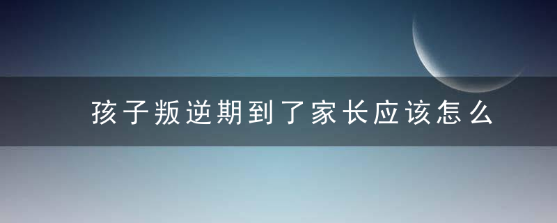 孩子叛逆期到了家长应该怎么办