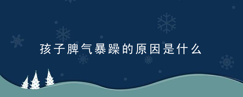 孩子脾气暴躁的原因是什么