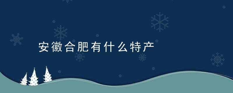 安徽合肥有什么特产