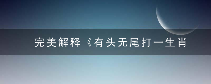 完美解释《有头无尾打一生肖》有头无尾解什么生肖