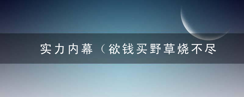 实力内幕（欲钱买野草烧不尽的动物）打一生肖猜什么动物是什么