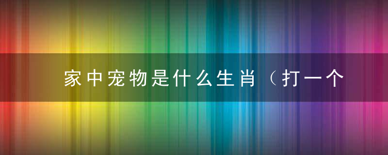 家中宠物是什么生肖（打一个生肖）答案解浙江梳理疫情防控措施