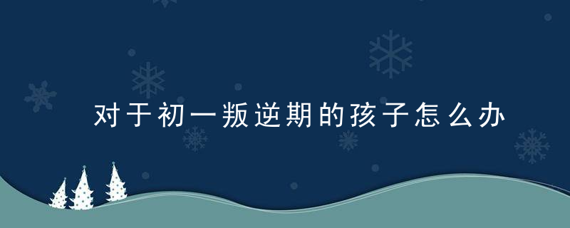 对于初一叛逆期的孩子怎么办