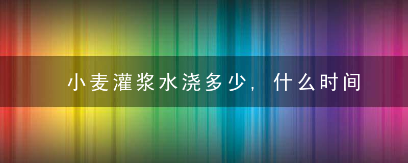 小麦灌浆水浇多少,什么时间浇这样做,亩产1500斤