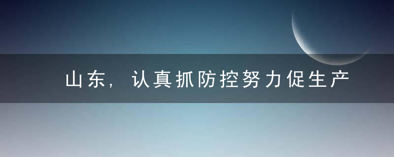 山东,认真抓防控努力促生产,近日最新
