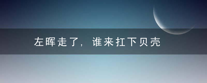 左晖走了,谁来扛下贝壳