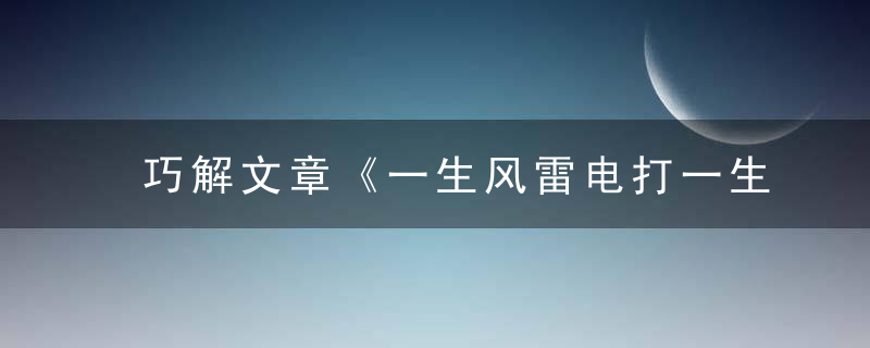 巧解文章《一生风雷电打一生肖》《一生风雷电》是什么含义