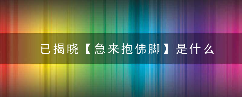 已揭晓【急来抱佛脚】是什么含义打一生肖指什么生肖是什么意思