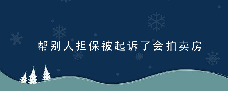 帮别人担保被起诉了会拍卖房子吗