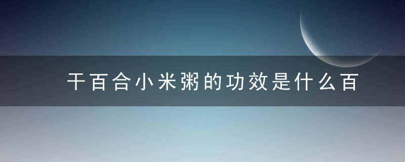 干百合小米粥的功效是什么百合养胃粥有哪些