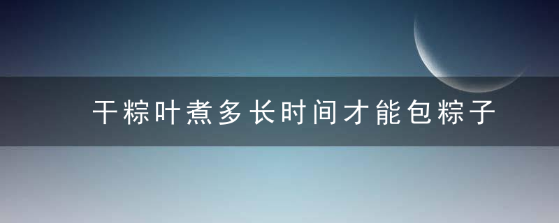 干粽叶煮多长时间才能包粽子 干粽叶包粽子煮好需要的时间