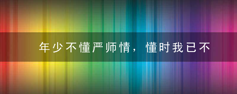 年少不懂严师情，懂时我已不年轻。