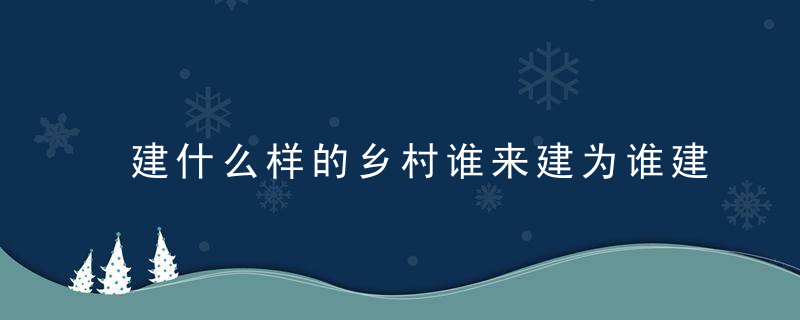 建什么样的乡村谁来建为谁建怎么建他们8天“解