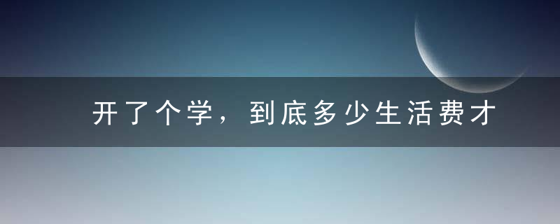 开了个学，到底多少生活费才够用