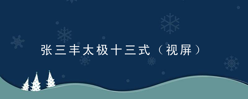 张三丰太极十三式（视屏）