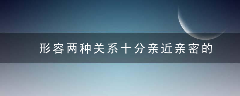 形容两种关系十分亲近亲密的成语