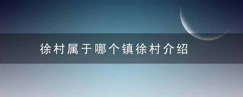 徐村属于哪个镇徐村介绍，徐村属于哪里