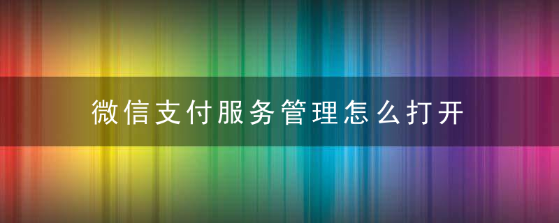 微信支付服务管理怎么打开