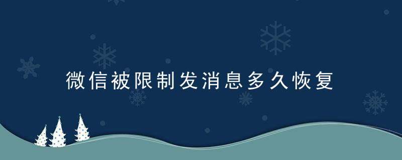 微信被限制发消息多久恢复