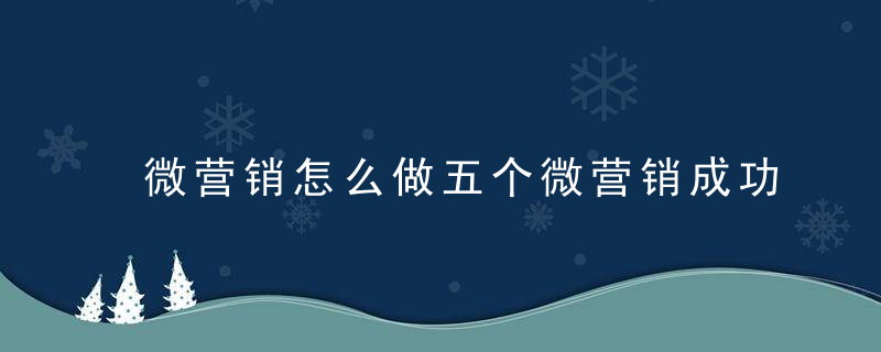 微营销怎么做五个微营销成功秘笈