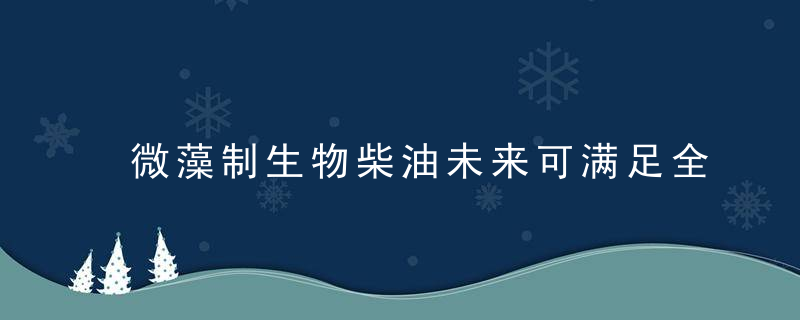 微藻制生物柴油未来可满足全国一半用油