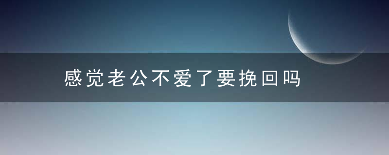 感觉老公不爱了要挽回吗