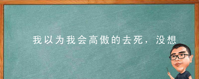 我以为我会高傲的去死，没想到卑贱的活成了猪！