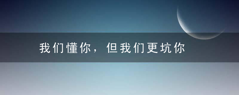 我们懂你，但我们更坑你