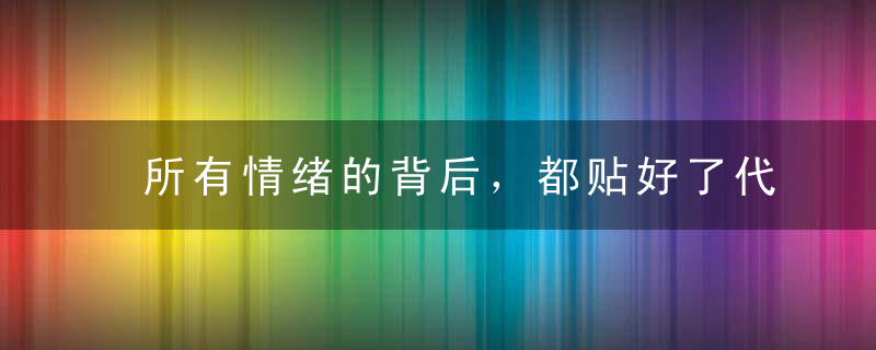 所有情绪的背后，都贴好了代价的标签