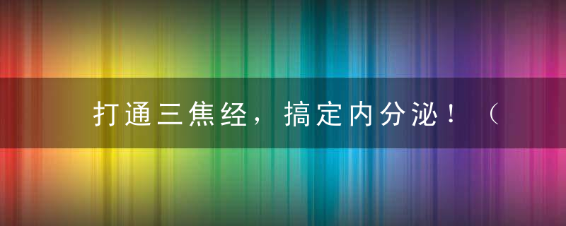 打通三焦经，搞定内分泌！（三焦主一身之气）