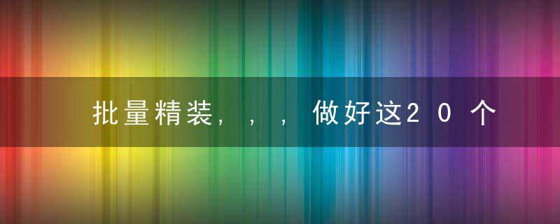 批量精装,,,做好这20个管理/防控要素,再不担心交