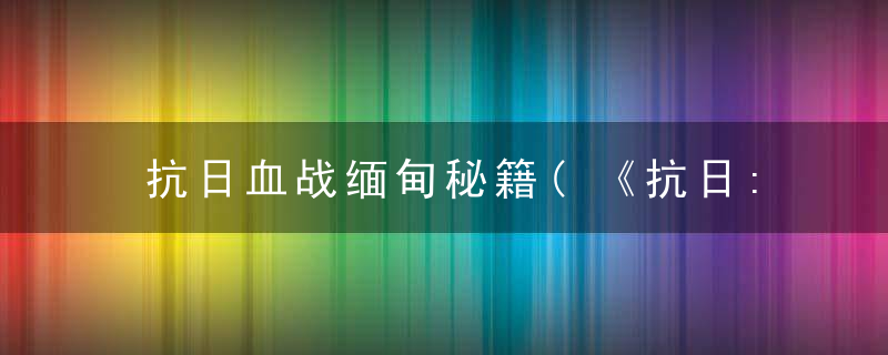 抗日血战缅甸秘籍(《抗日:血战血战缅甸》无敌秘籍 代码)