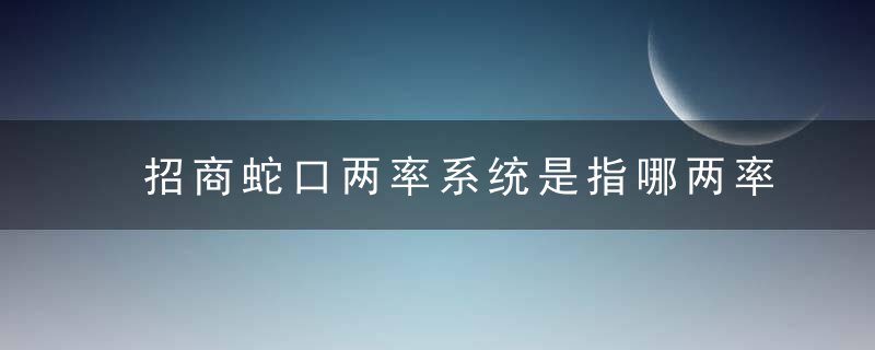 招商蛇口两率系统是指哪两率