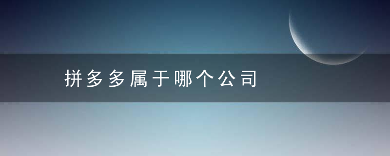 拼多多属于哪个公司