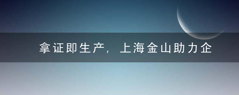 拿证即生产,上海金山助力企业开工投产“跑”出新速度