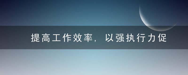 提高工作效率,以强执行力促快进加速