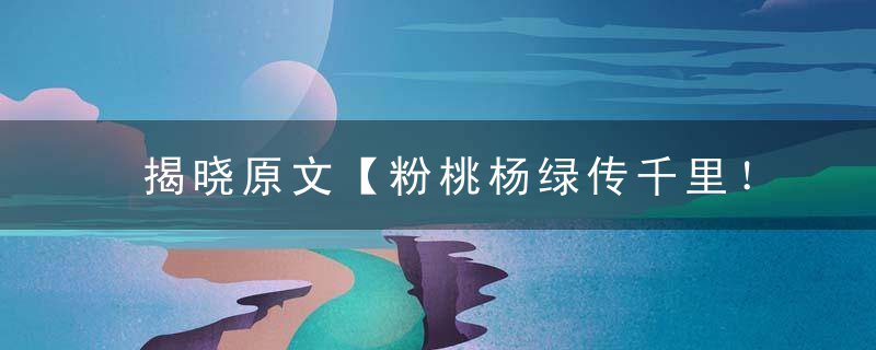 揭晓原文【粉桃杨绿传千里！红霞高升见云彩】指什么生肖