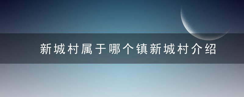 新城村属于哪个镇新城村介绍，新城村属于哪个镇呢