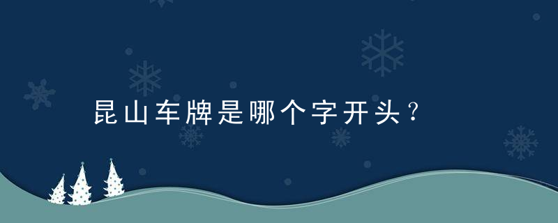 昆山车牌是哪个字开头？