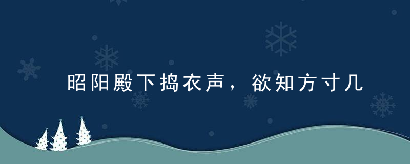 昭阳殿下捣衣声，欲知方寸几许愁是什么生肖（深圳疫情防控新闻）