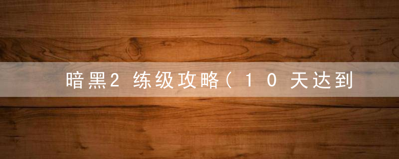 暗黑2练级攻略(10天达到99级)