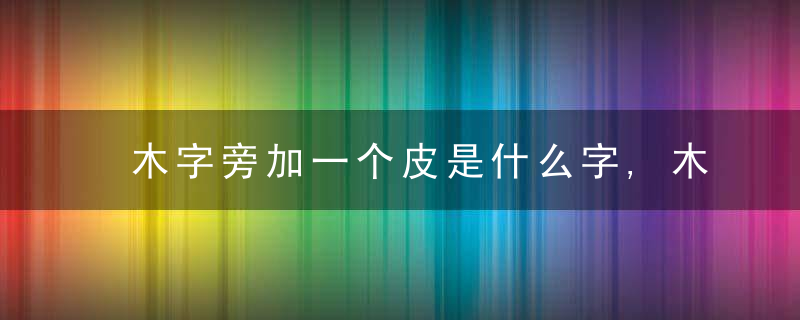 木字旁加一个皮是什么字,木字旁加一个皮念什么