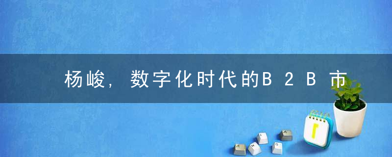 杨峻,数字化时代的B2B市场管理,近日最新