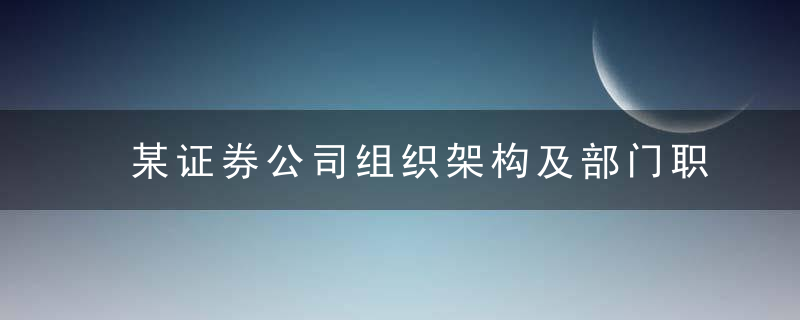 某证券公司组织架构及部门职能2011