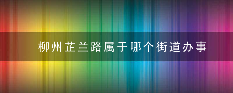 柳州芷兰路属于哪个街道办事处