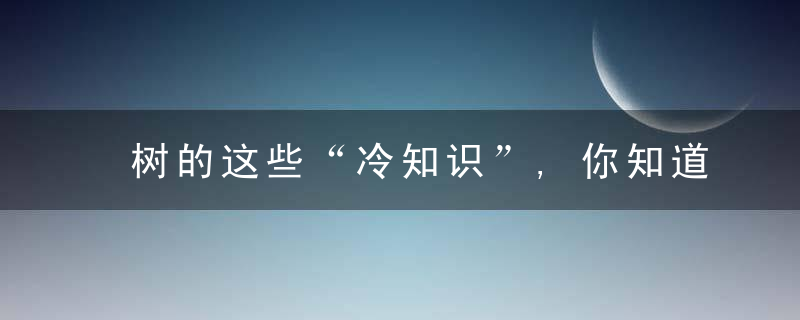 树的这些“冷知识”,你知道吗,近日最新