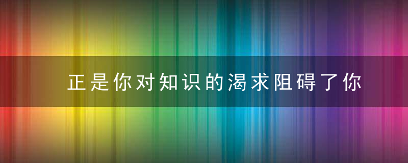 正是你对知识的渴求阻碍了你进步