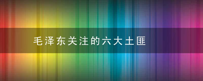 毛泽东关注的六大土匪